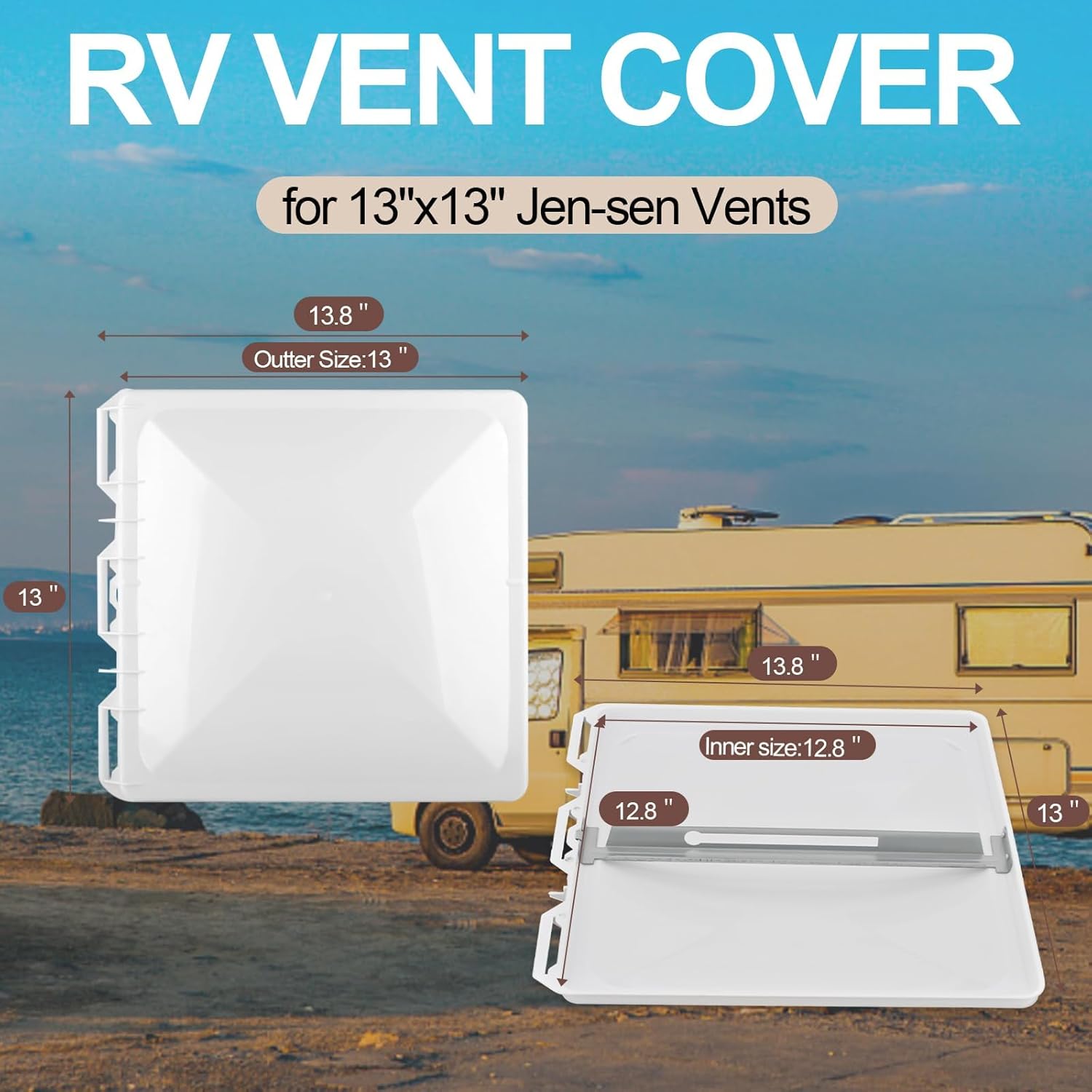 Wadoy 13 x 13 inch RV Camper Vent Cover/Lid Comaptible with Jensen 40152 Metal Base 1994 & Up Models, Universal Roof Vent Cover Replacement for RV,
Wadoy 13 x 13 inch RV Camper Vent Cover/Lid Comaptible with Jensen 40152 Metal Base 1994 & Up Models, Universal Roof Vent Cover Replacement for RV,