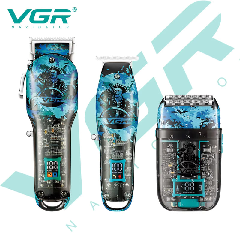 Новый высококачественный электрический набор для стрижки волос для домашнего использования Мужская электрическая машинка для стрижки волос Умный цифровой дисплей Бритва Высокая мощность и длительное время работы от аккумулятора чёрный