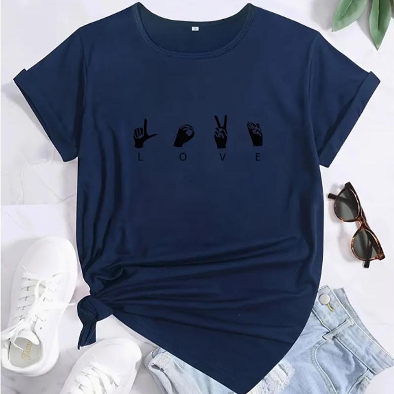 Модная женская футболка с принтом «Любовь и жесты», забавная повседневная футболка с круглым вырезом и короткими рукавами, летняя женская футболка XL синий
Модная женская футболка с принтом «Любовь и жесты», забавная повседневная футболка с круглым вырезом и короткими рукавами, летняя женская футболка XL синий