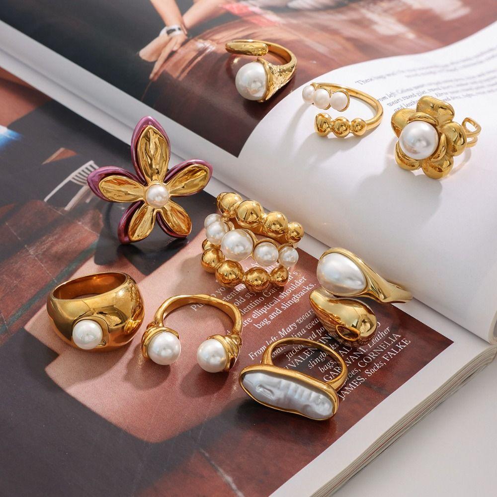 Geometric Irregular Ring Alloy Plated Metal Punk-Style Ring Exaggerated Flower Pearl Ring Jewelry JDR0211011
Geometric Irregular Ring Alloy Plated Metal Punk-Style Ring Exaggerated Flower Pearl Ring Jewelry JDR0211011