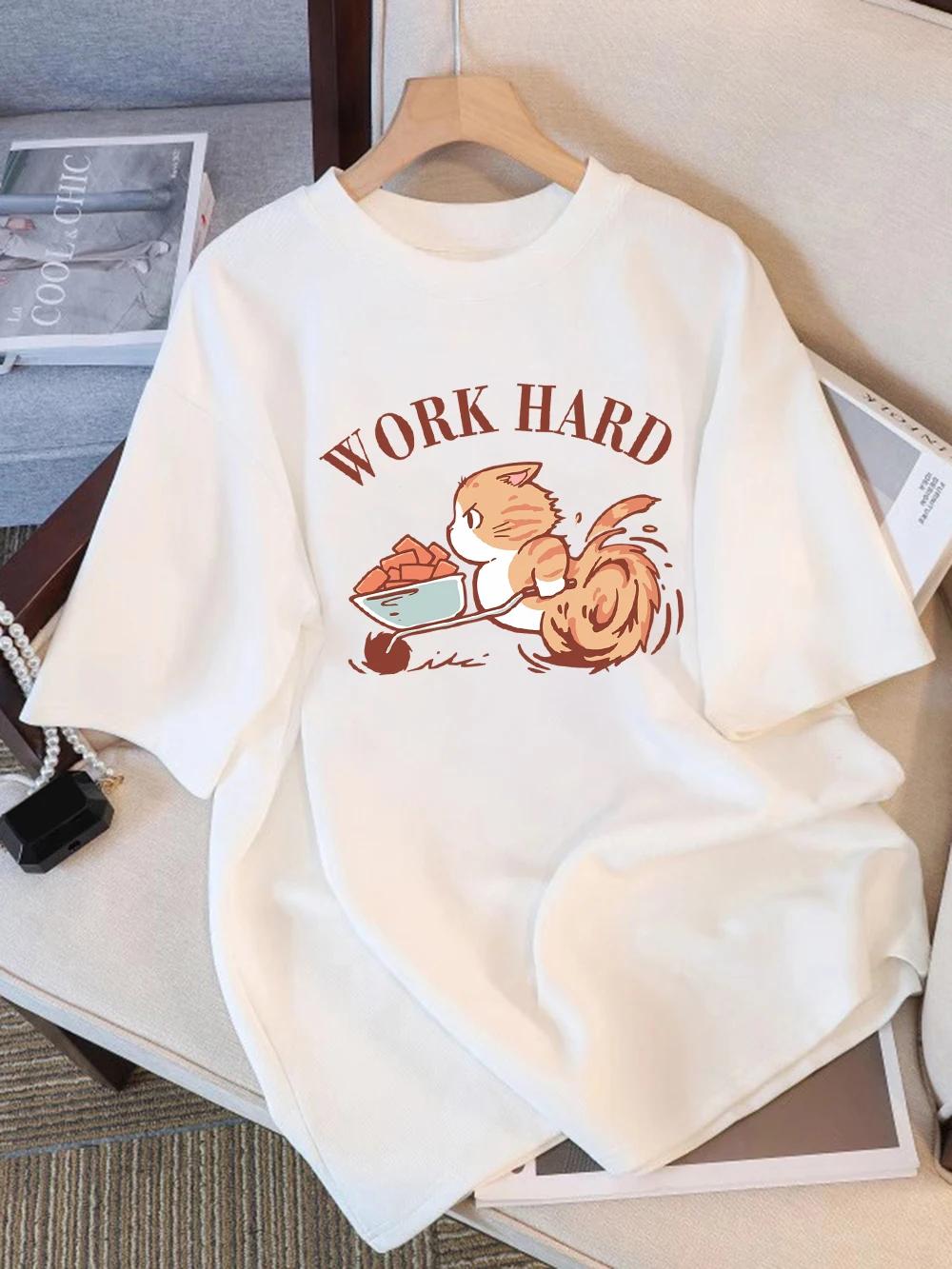 Women TShirt Summer Work Hard Fighting Cat Cartoons Prints T Shirt Loose ONeck Comfortable Tops Basic Women Clothes S
Women TShirt Summer Work Hard Fighting Cat Cartoons Prints T Shirt Loose ONeck Comfortable Tops Basic Women Clothes S