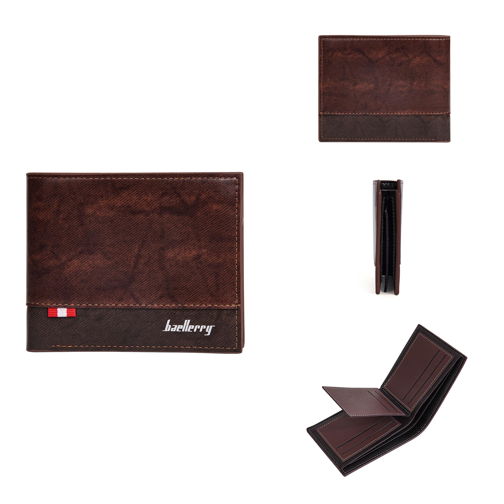 Мужской полосатый держатель для карт Baellerry из искусственной кожи с технологией RFID, горизонтальный короткий сгиб, кошелек для монет с цветными блоками светло-коричневого
Мужской полосатый держатель для карт Baellerry из искусственной кожи с технологией RFID, горизонтальный короткий сгиб, кошелек для монет с цветными блоками светло-коричневого