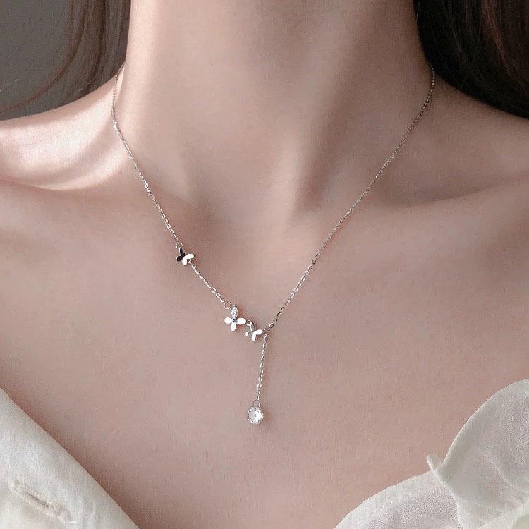 S925 Sterling Silver Korean-Style Adjustable Tassel Bow Necklace for Women S925 Silver
S925 Sterling Silver Korean-Style Adjustable Tassel Bow Necklace for Women S925 Silver