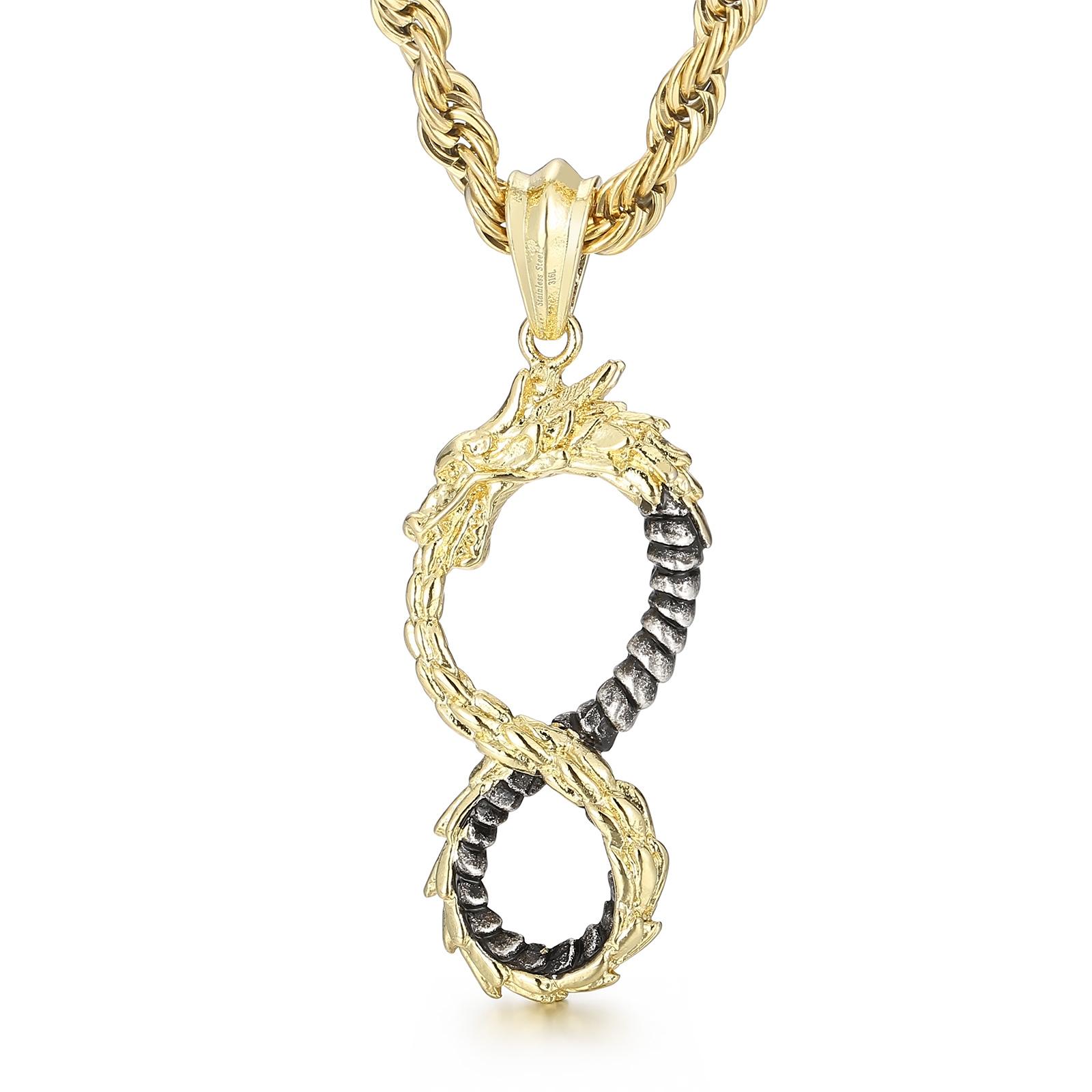 KALEN Norse Dragon Unlimited Ouroboros Pendant Necklace For Men Stainless Steel Hip Hop Rock Jewelry Symble Charm Christmas Gift Pendant Only
KALEN Norse Dragon Unlimited Ouroboros Pendant Necklace For Men Stainless Steel Hip Hop Rock Jewelry Symble Charm Christmas Gift Pendant Only