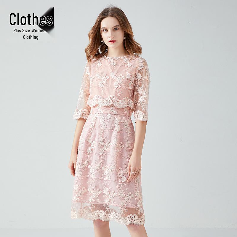 Versatile Youthful Fairy Embroidered Lace Dress - Plus Size, New Autumn/Spring XL рожевий
Versatile Youthful Fairy Embroidered Lace Dress - Plus Size, New Autumn/Spring XL рожевий