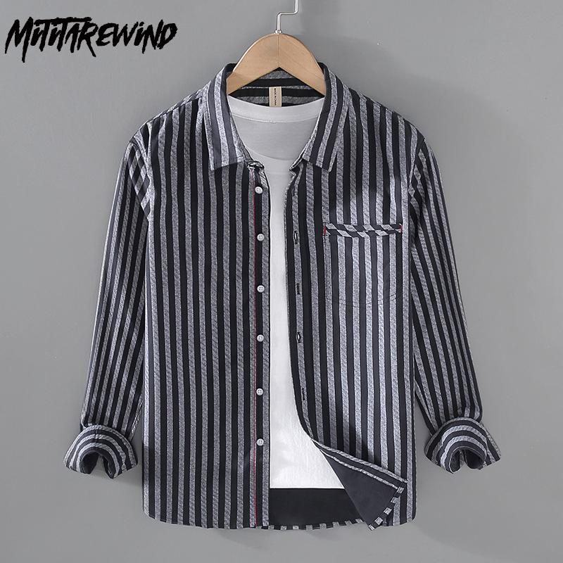 Рубашки в полоску с длинным рукавом для мужчин, весенние повседневные повседневные мужские топы из чистого хлопка, облегающие красивые рубашки, мужская одежда в стиле ретро
Рубашки в полоску с длинным рукавом для мужчин, весенние повседневные повседневные мужские топы из чистого хлопка, облегающие красивые рубашки, мужская одежда в стиле ретро