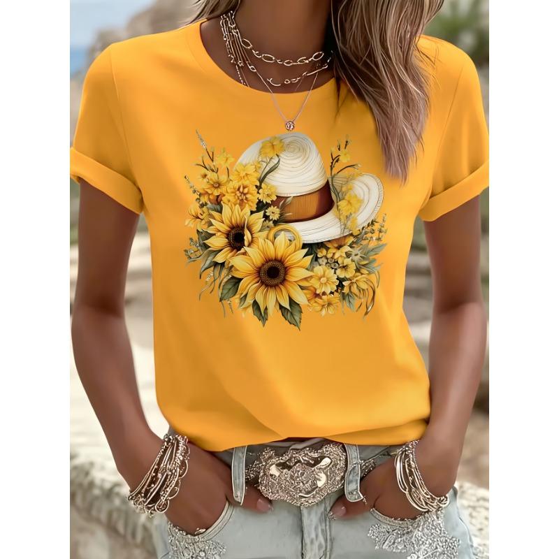 Vacation Hat Sunflower Flower Autumn Pattern Print T-Shirt Casual Short Sleeve Round Neck Top Women s XL
Vacation Hat Sunflower Flower Autumn Pattern Print T-Shirt Casual Short Sleeve Round Neck Top Women s XL