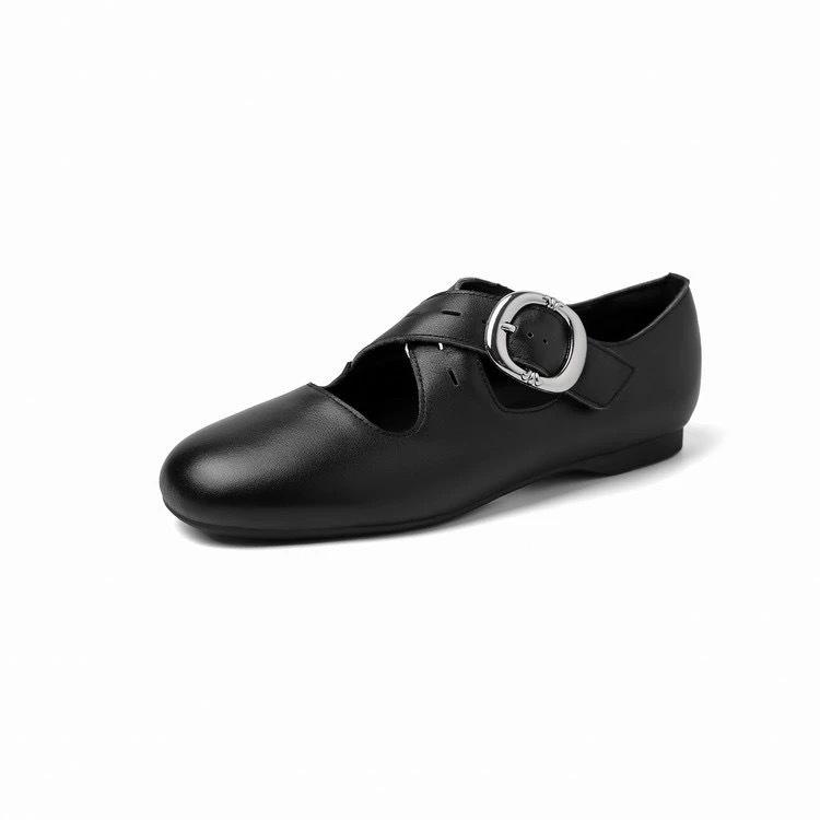 Cowhide Edition~ Korean Cross Buckle Round Head Shallow Mouth Flat Ballet Shoes Women s 2025 Autumn Mary Jane Single Shoes 40 чорний
Cowhide Edition~ Korean Cross Buckle Round Head Shallow Mouth Flat Ballet Shoes Women s 2025 Autumn Mary Jane Single Shoes 40 чорний