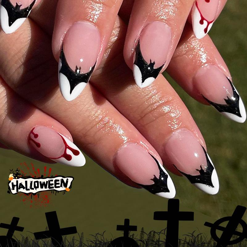 Blood Drop Bat Halloween False Nails - Removable French Nail Art for European & American Styles
Blood Drop Bat Halloween False Nails - Removable French Nail Art for European & American Styles