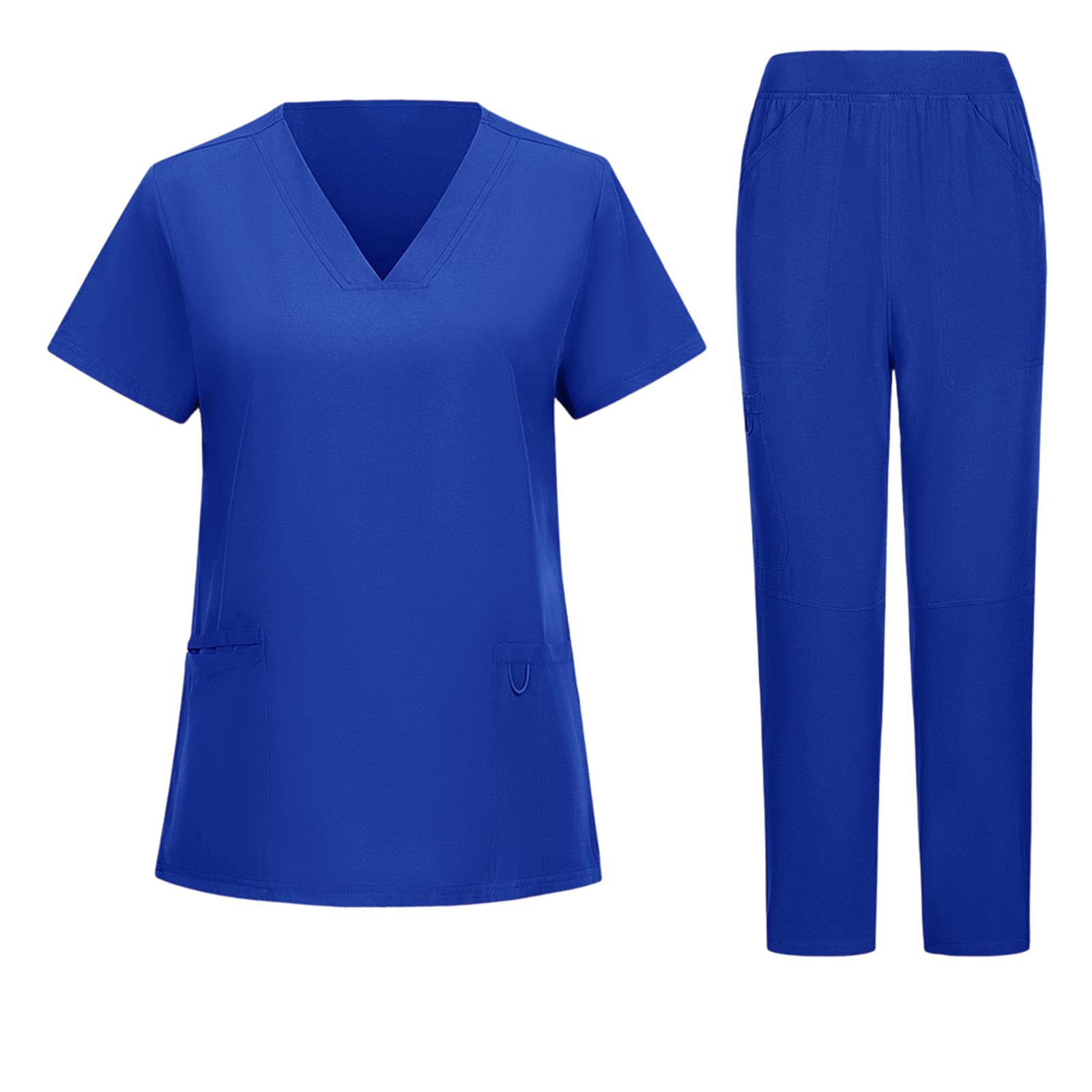 Women s Short Sleeved Color Round Neck Pocket Top Pants Work Clothes Two Piece Set M
Women s Short Sleeved Color Round Neck Pocket Top Pants Work Clothes Two Piece Set M