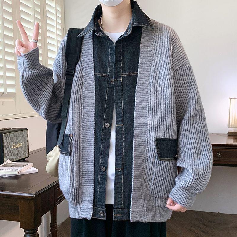 Men s Loose Fit Patchwork Denim Jacket with Knit Cardigan-Look, Lapel Collar, Spring/Autumn L (approx. 52-62 kg) сірий колір
Men s Loose Fit Patchwork Denim Jacket with Knit Cardigan-Look, Lapel Collar, Spring/Autumn L (approx. 52-62 kg) сірий колір