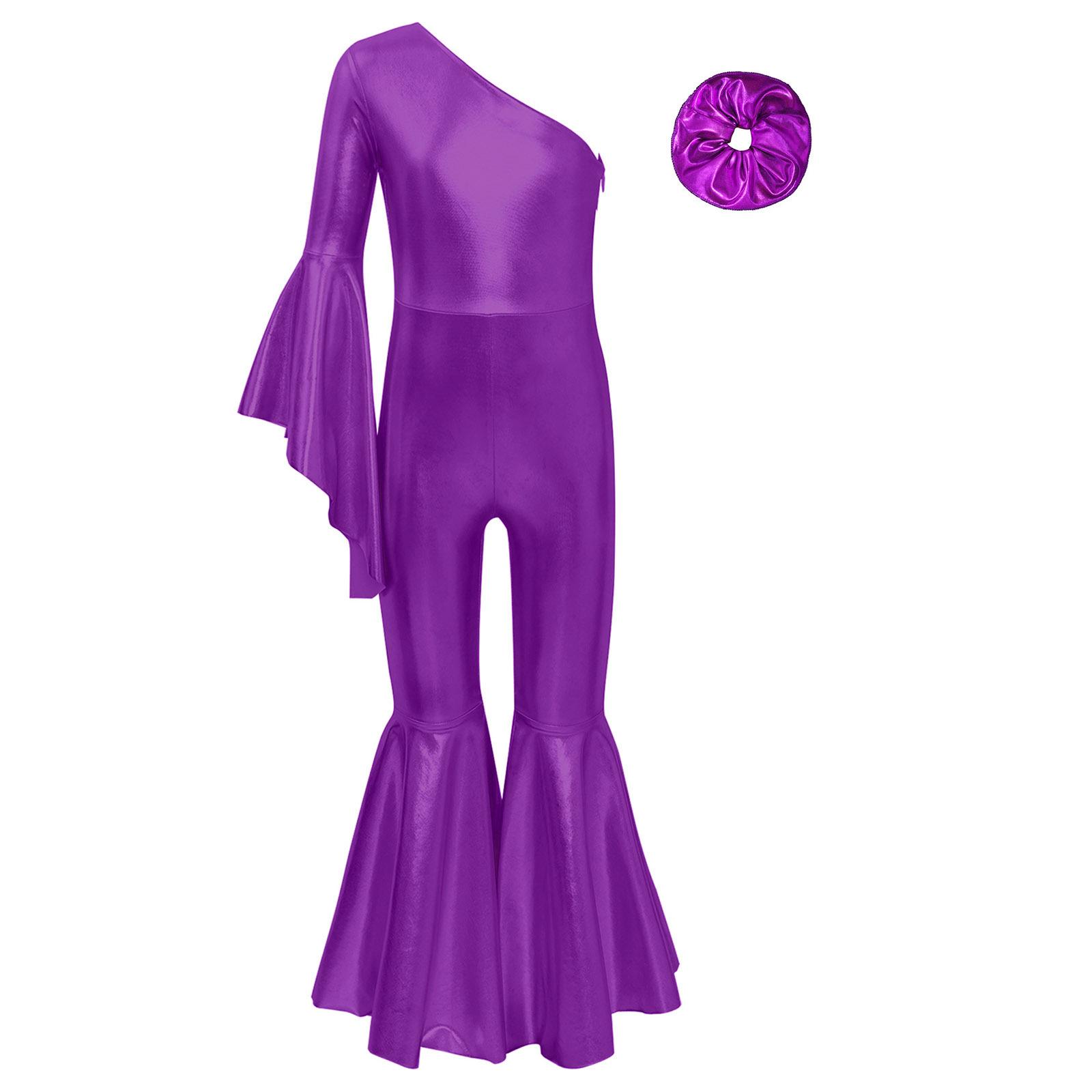 Дівчачий блискучий костюм для танців кльош, модний комбінезон на одне плече з рукавом-кльош, пов язка для волосся, головний убір для виступів 9-10 Years фіолетовий
Дівчачий блискучий костюм для танців кльош, модний комбінезон на одне плече з рукавом-кльош, пов язка для волосся, головний убір для виступів 9-10 Years фіолетовий
