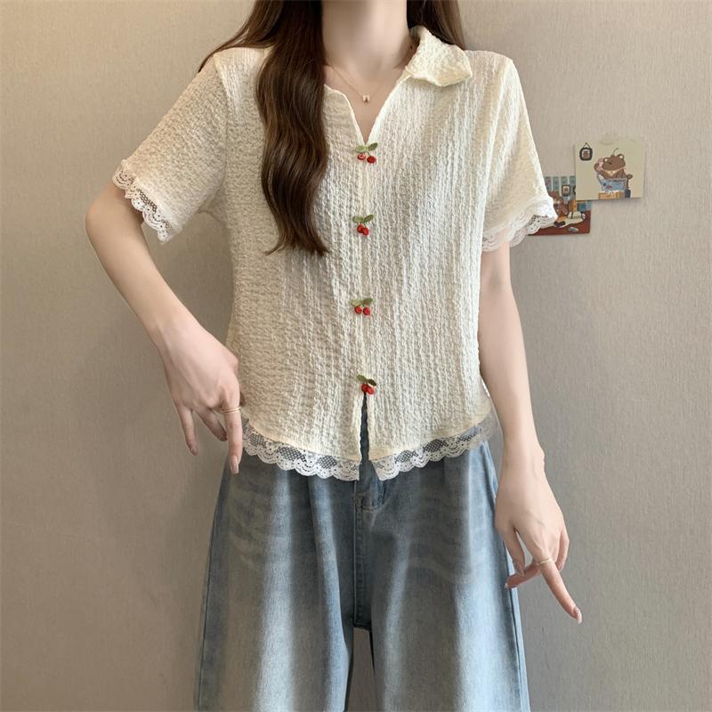 Wrinkle Style Women s T-shirt Turndown Collar Lace Edge Three-dimensional Splicing T-shirts Summer Casual Lady Pullover Top M абрикосовий
Wrinkle Style Women s T-shirt Turndown Collar Lace Edge Three-dimensional Splicing T-shirts Summer Casual Lady Pullover Top M абрикосовий