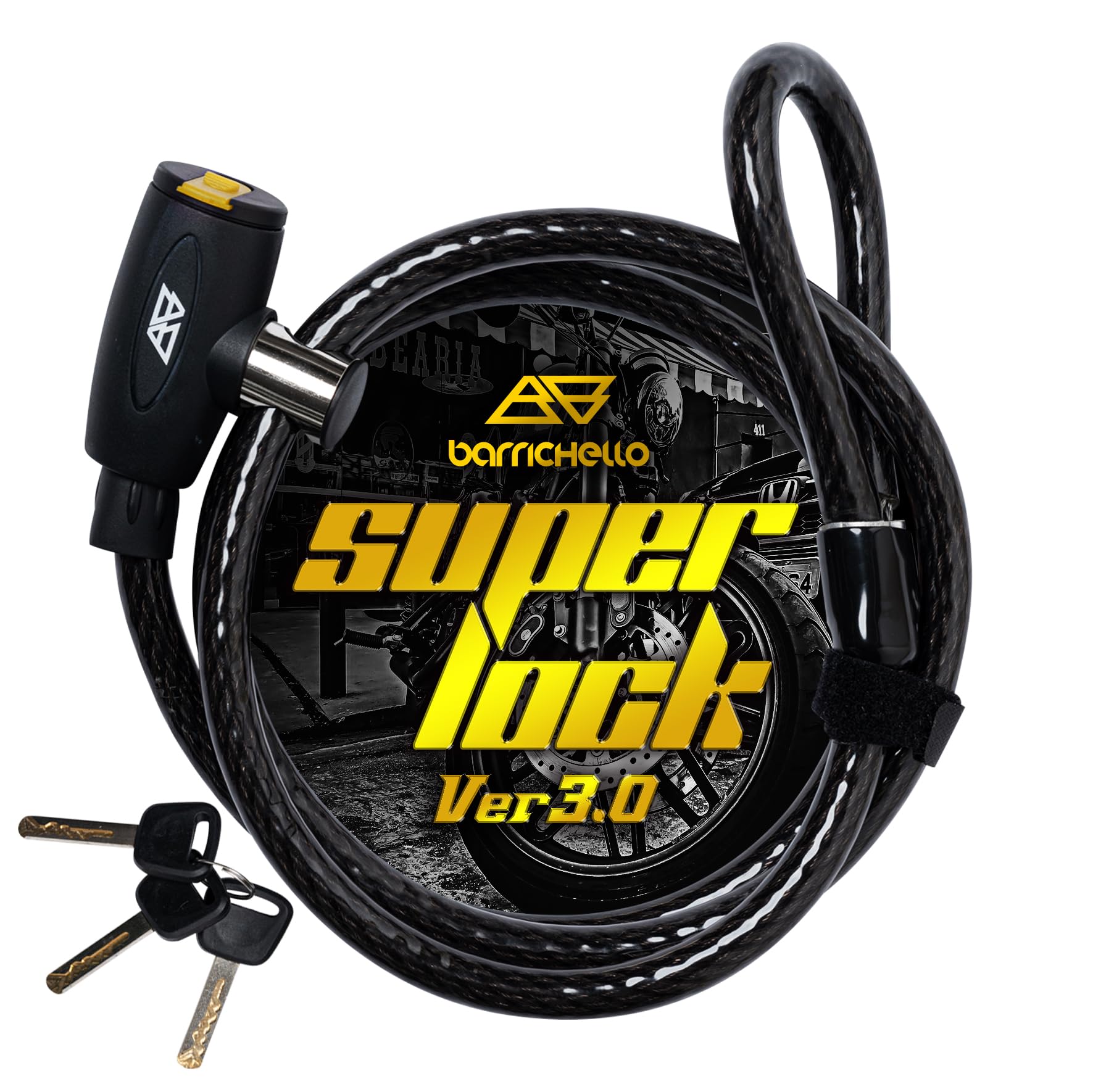 Barrichello Bike Lock Wire Lock Floating Type Extra Thick 6 Month Warranty 15mm x Comes with 3 Keys Motorcycle Bicycle Chain Lock Ver3.0 [Black чорний
Barrichello Bike Lock Wire Lock Floating Type Extra Thick 6 Month Warranty 15mm x Comes with 3 Keys Motorcycle Bicycle Chain Lock Ver3.0 [Black чорний