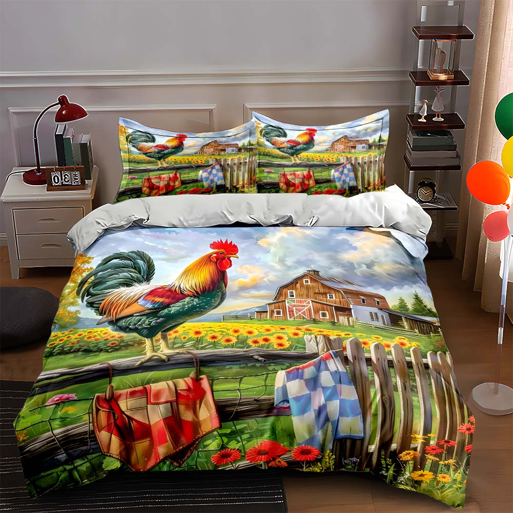 Rooster farmhouse scenery. Bedding Duvet cover sets Duvet covers Pillowcases gifts (1 * Duvet Cover 2 * Pillowcases, without duvet insert) 135x200cm
Rooster farmhouse scenery. Bedding Duvet cover sets Duvet covers Pillowcases gifts (1 * Duvet Cover 2 * Pillowcases, without duvet insert) 135x200cm