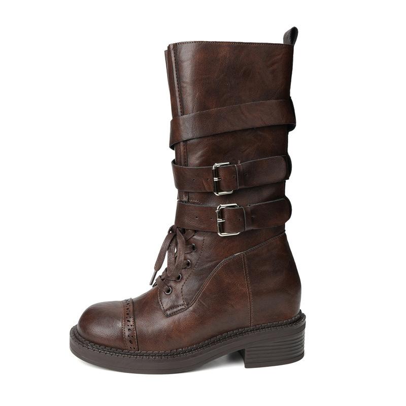 Cowhide version~ genuine leather retro platform knight boots 2025 new versatile belt buckle lace-up medium boots Martin boots 39
Cowhide version~ genuine leather retro platform knight boots 2025 new versatile belt buckle lace-up medium boots Martin boots 39