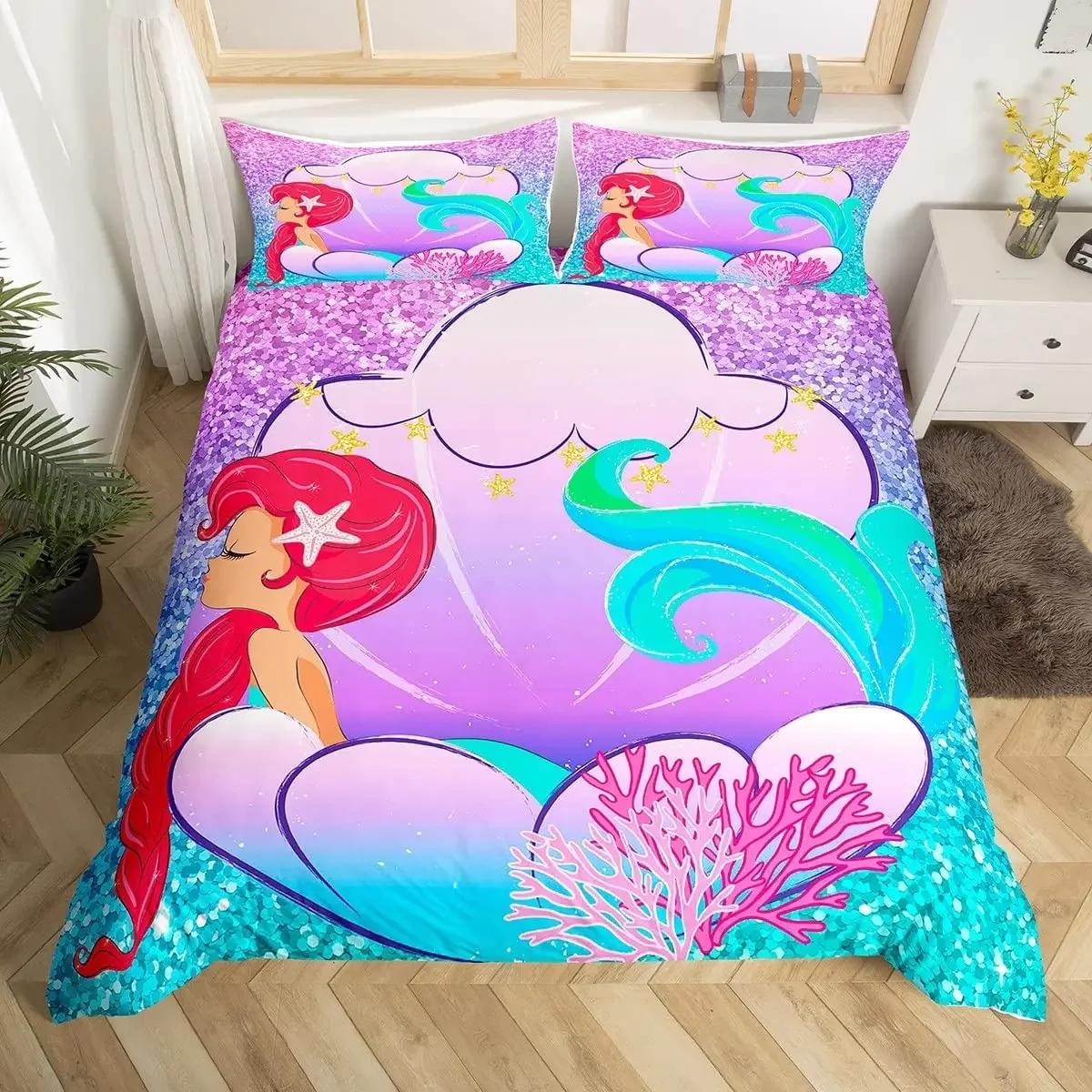 Gliter Mermaid Soft Duvet Cover Set King Ocean Animal Warm Comforter Cover Fish Scales Floral Beding Set Princes Decor Bedspread Cover 135*200cm Eu-Single
Gliter Mermaid Soft Duvet Cover Set King Ocean Animal Warm Comforter Cover Fish Scales Floral Beding Set Princes Decor Bedspread Cover 135*200cm Eu-Single