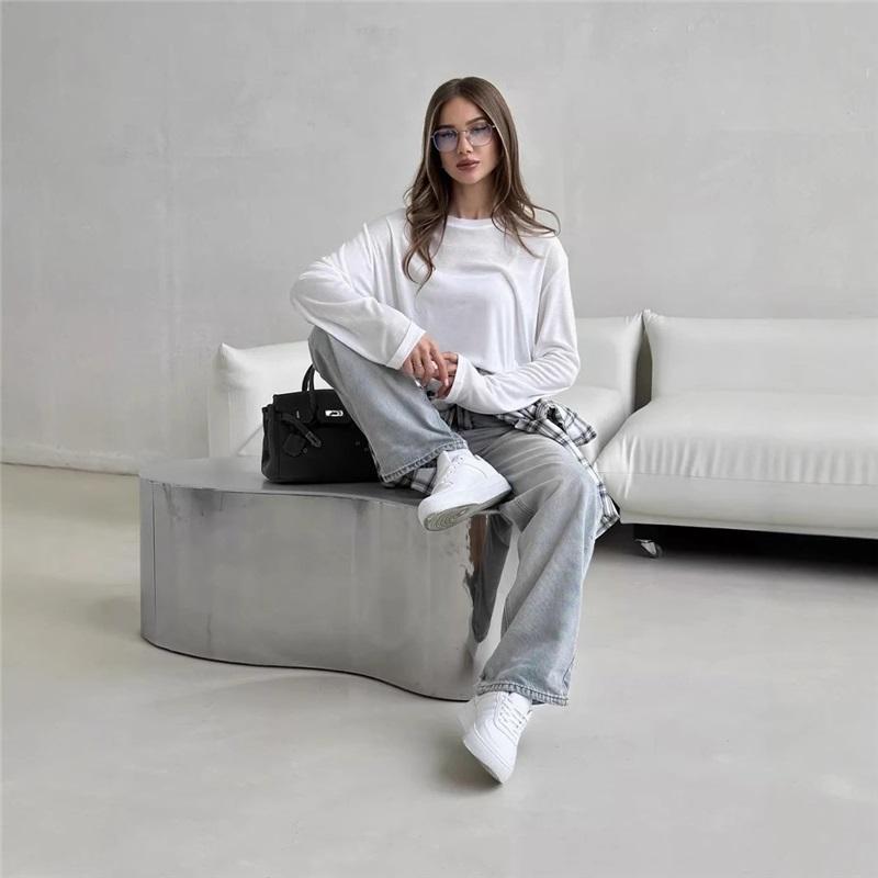 Tooxika весна и осень новая женская мода круглый вырез однотонная свободная повседневная футболка L
Tooxika весна и осень новая женская мода круглый вырез однотонная свободная повседневная футболка L