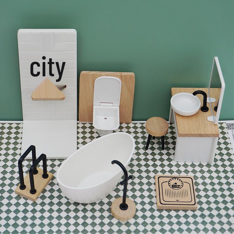 1:12 Dollhouse Bathroom Set - Miniature Furniture Ornaments for Playhouses
1:12 Dollhouse Bathroom Set - Miniature Furniture Ornaments for Playhouses