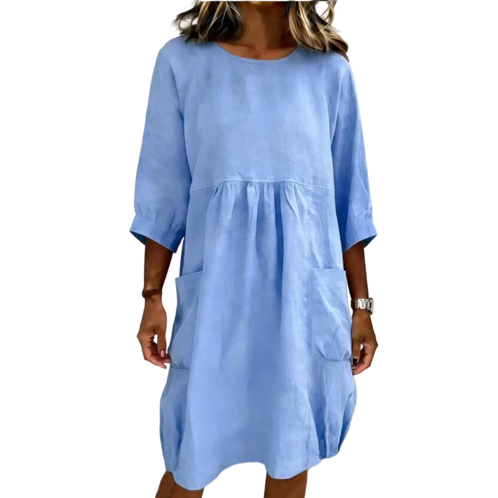 Women s Fashionable Mid-length Color 3/4 Short Sleeve Round Neck Dress XXXL
Women s Fashionable Mid-length Color 3/4 Short Sleeve Round Neck Dress XXXL