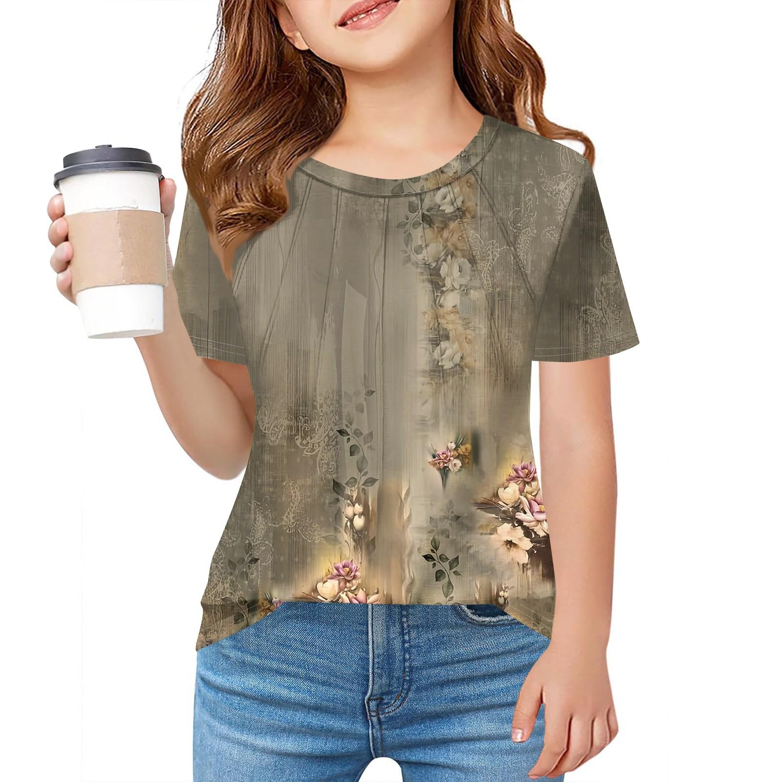 Children Fold A T-shirt Girl Summer Fashion Round Collar Printed Flower Jacket With Short Sleeves 150
Children Fold A T-shirt Girl Summer Fashion Round Collar Printed Flower Jacket With Short Sleeves 150