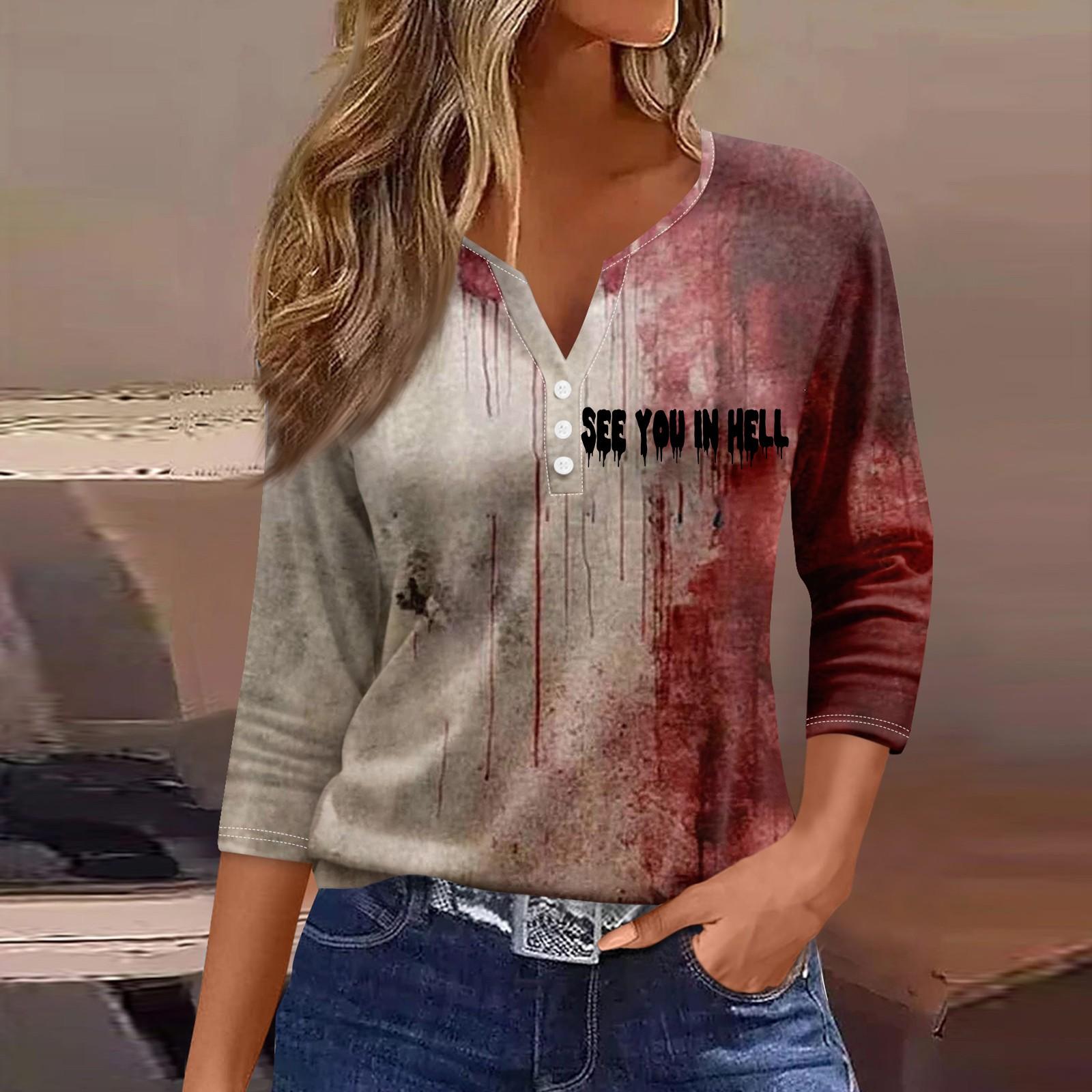 Women s Fashion Casual Three-quarter Sleeve Halloween Letters Print Top L винний
Women s Fashion Casual Three-quarter Sleeve Halloween Letters Print Top L винний