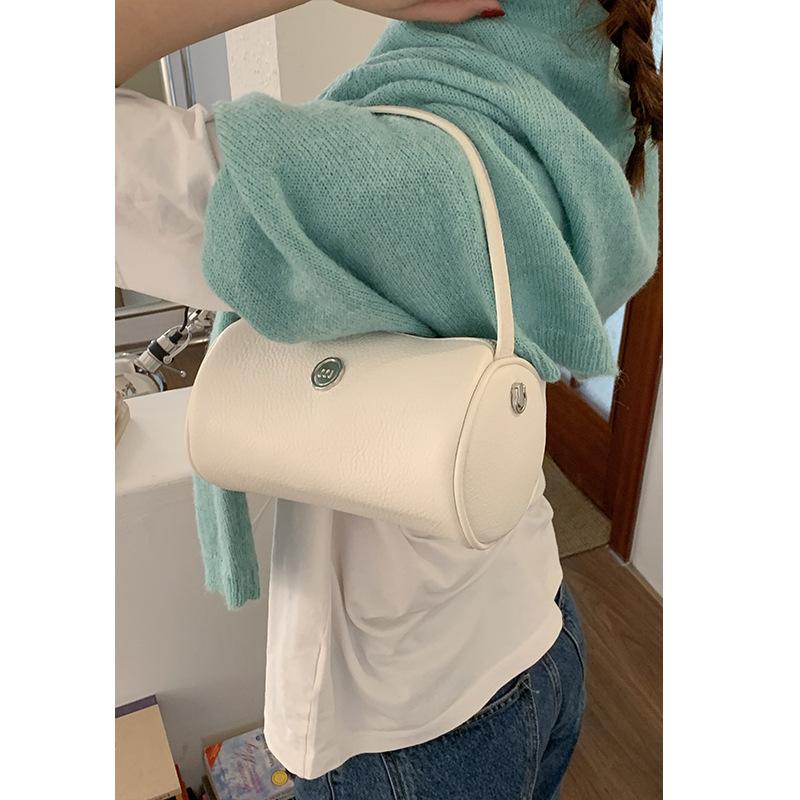 Однотонная простая сумочка маленькая сумка женская весна и лето новая сумка-цилиндр универсальная на плечо сумка-мессенджер сумка-подушка