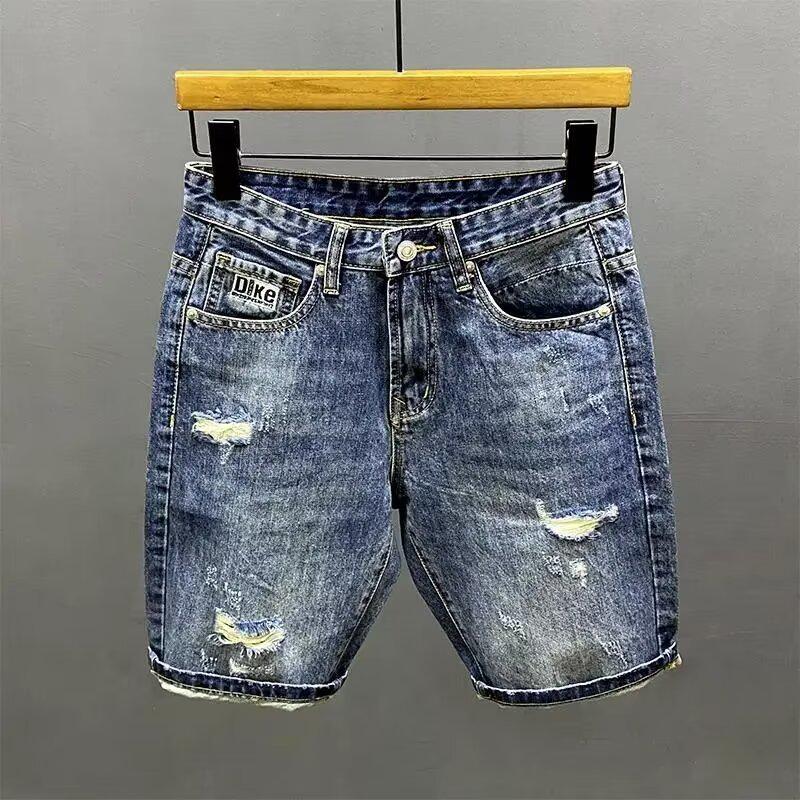 Мужские облегающие джинсовые шорты с рваными деталями — повседневный американский и корейский стиль 29 синий
Мужские облегающие джинсовые шорты с рваными деталями — повседневный американский и корейский стиль 29 синий