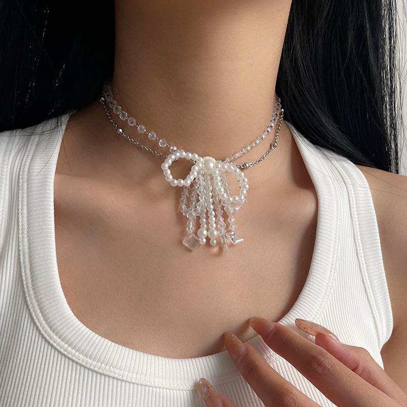 Meier Crystal beaded bow pearl necklace - women s high-end y2k hot girl sweet & cool choker
Meier Crystal beaded bow pearl necklace - women s high-end y2k hot girl sweet & cool choker