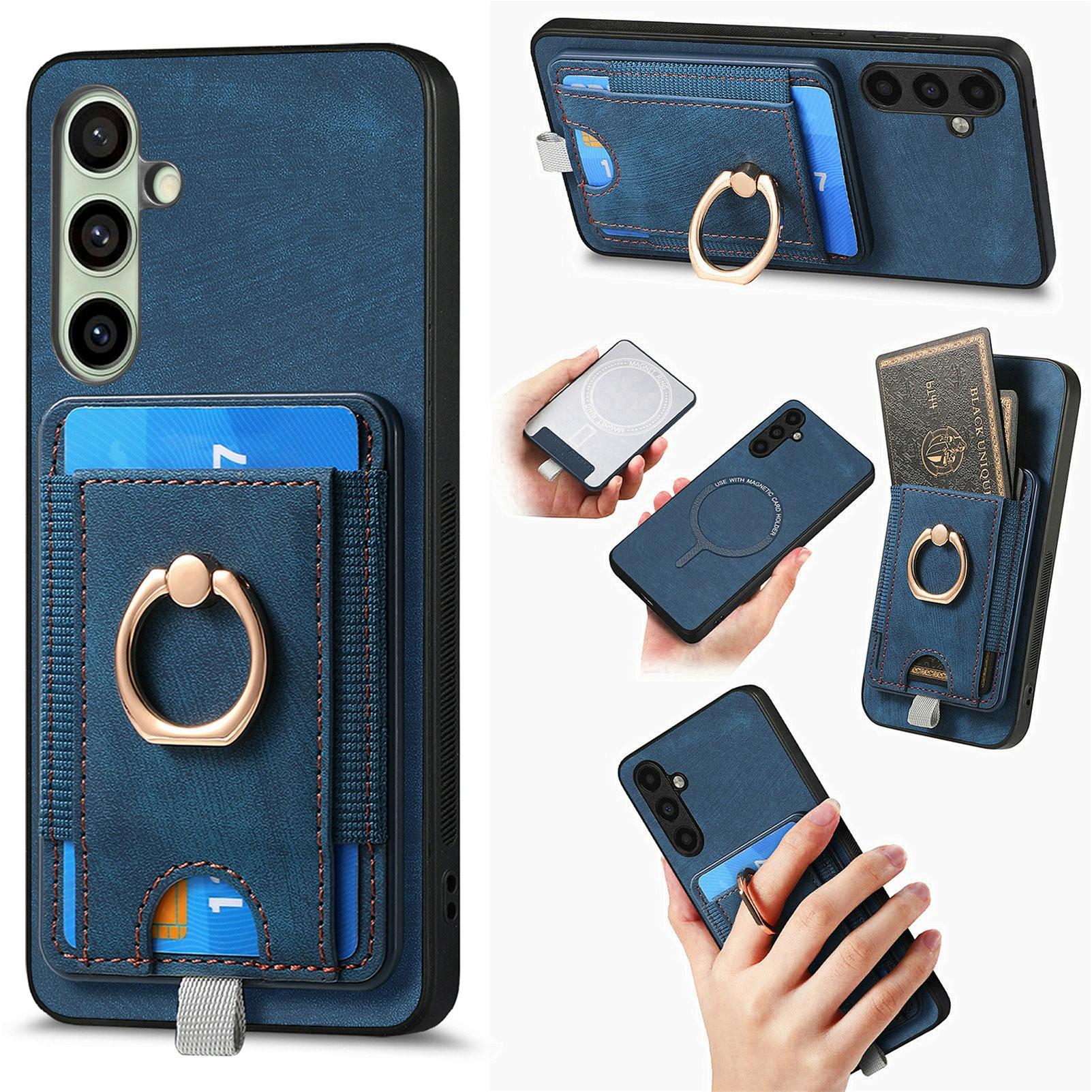 For Samsung Galaxy S24 FE Magnetic Case Card Holder Ring Kickstand PU Leather Phone Back Cover Blue
For Samsung Galaxy S24 FE Magnetic Case Card Holder Ring Kickstand PU Leather Phone Back Cover Blue