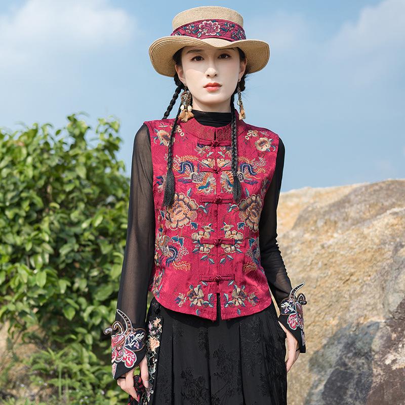 Ethnic Style Women s Embroidered Vest: Chinese Color Block Floral with Frog Fastener Sleeveless Jacket M чёрный
Ethnic Style Women s Embroidered Vest: Chinese Color Block Floral with Frog Fastener Sleeveless Jacket M чёрный
