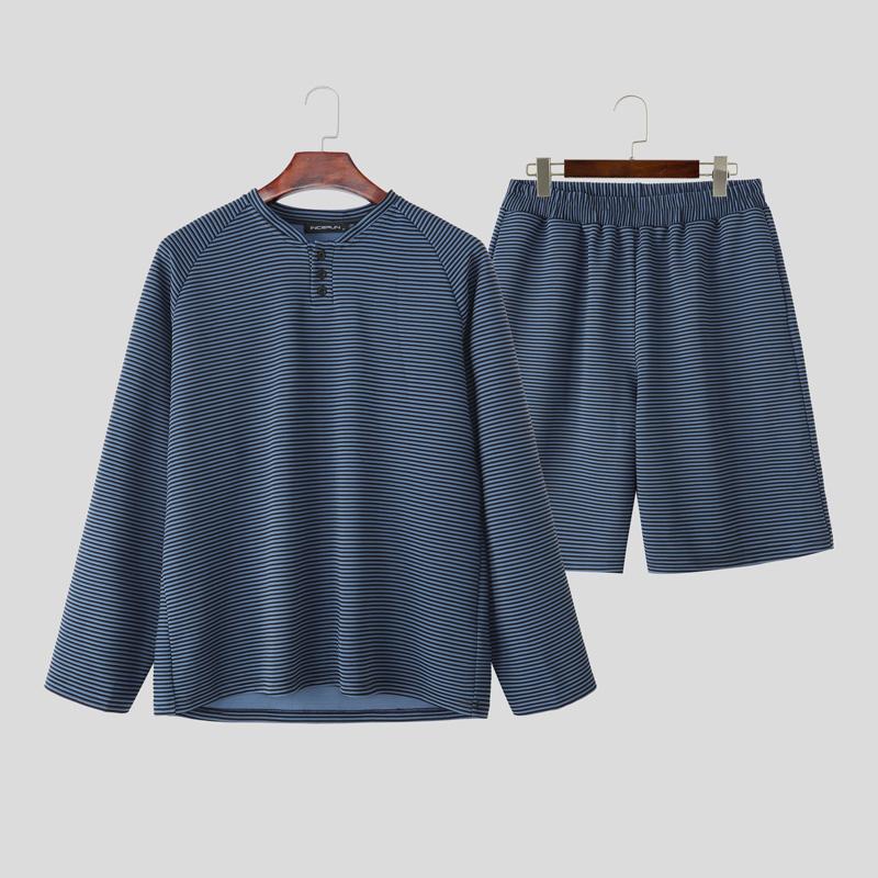 INCERUN Two Pieces Men Round Neck Striped Long Sleeve Tops and Shorts Clothing Sets 5XL синий
INCERUN Two Pieces Men Round Neck Striped Long Sleeve Tops and Shorts Clothing Sets 5XL синий