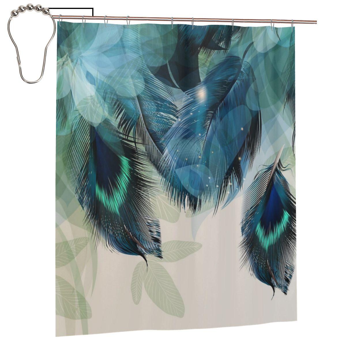 Peacock Feathers Turquoise Shower Curtain Bathroom Polyester Waterproof Bath Curtains With Hooks W60H190(CM)-1 Pcs
Peacock Feathers Turquoise Shower Curtain Bathroom Polyester Waterproof Bath Curtains With Hooks W60H190(CM)-1 Pcs