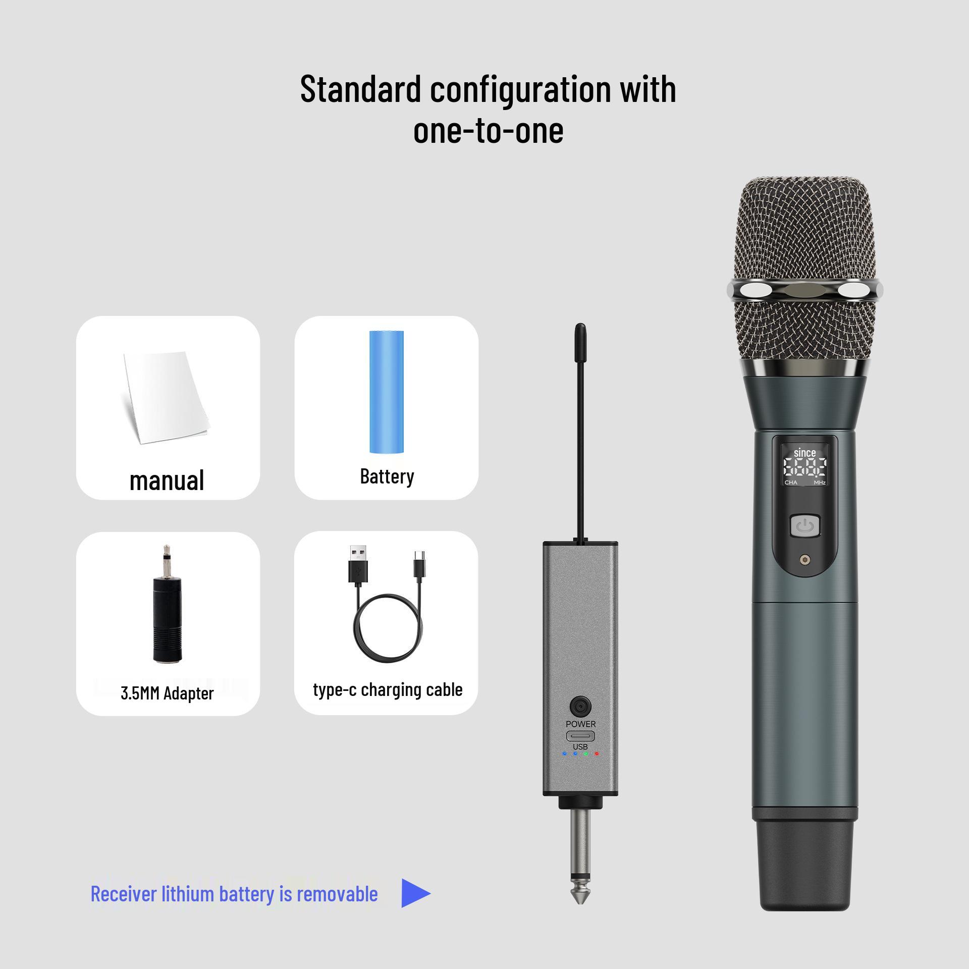 Wireless UHF Dynamic Handheld Microphone for Stage, KTV, Singing, Weddings, and Home Use - Plug and Play W-106 Single Channel
Wireless UHF Dynamic Handheld Microphone for Stage, KTV, Singing, Weddings, and Home Use - Plug and Play W-106 Single Channel