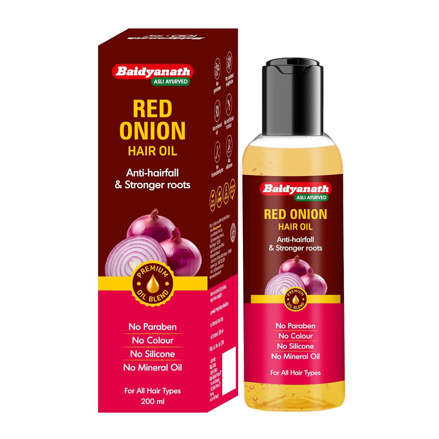 Baidyanath Red Onion Hair Oil 200ml | Natural Hair Nourishment For Stronger, Shinier, Smoother Hair | Reduces Hair Fall & Promotes Growth
Baidyanath Red Onion Hair Oil 200ml | Natural Hair Nourishment For Stronger, Shinier, Smoother Hair | Reduces Hair Fall & Promotes Growth