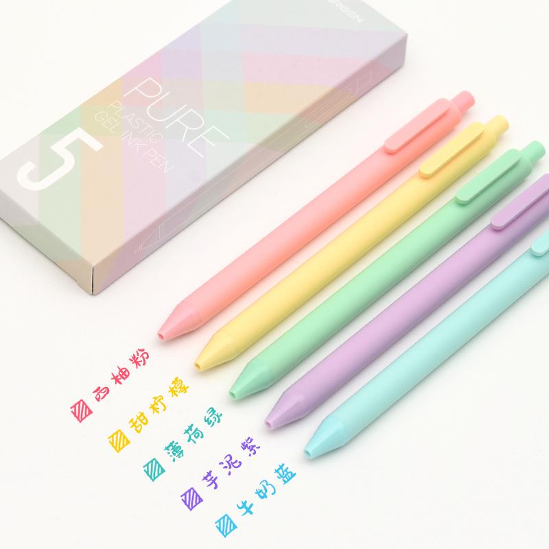 5pcs Macaron Pure Gel Pen Set Soft Candy Touch Body 0.5mm Ballpoint Black Color Ink Pens for Writing Gift Office School A6696
5pcs Macaron Pure Gel Pen Set Soft Candy Touch Body 0.5mm Ballpoint Black Color Ink Pens for Writing Gift Office School A6696