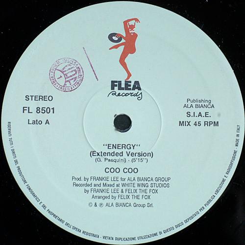 12inch Record COO COO - Energy FL8501 Flea Records 1992 Italy Dance & Electronica Used
12inch Record COO COO - Energy FL8501 Flea Records 1992 Italy Dance & Electronica Used