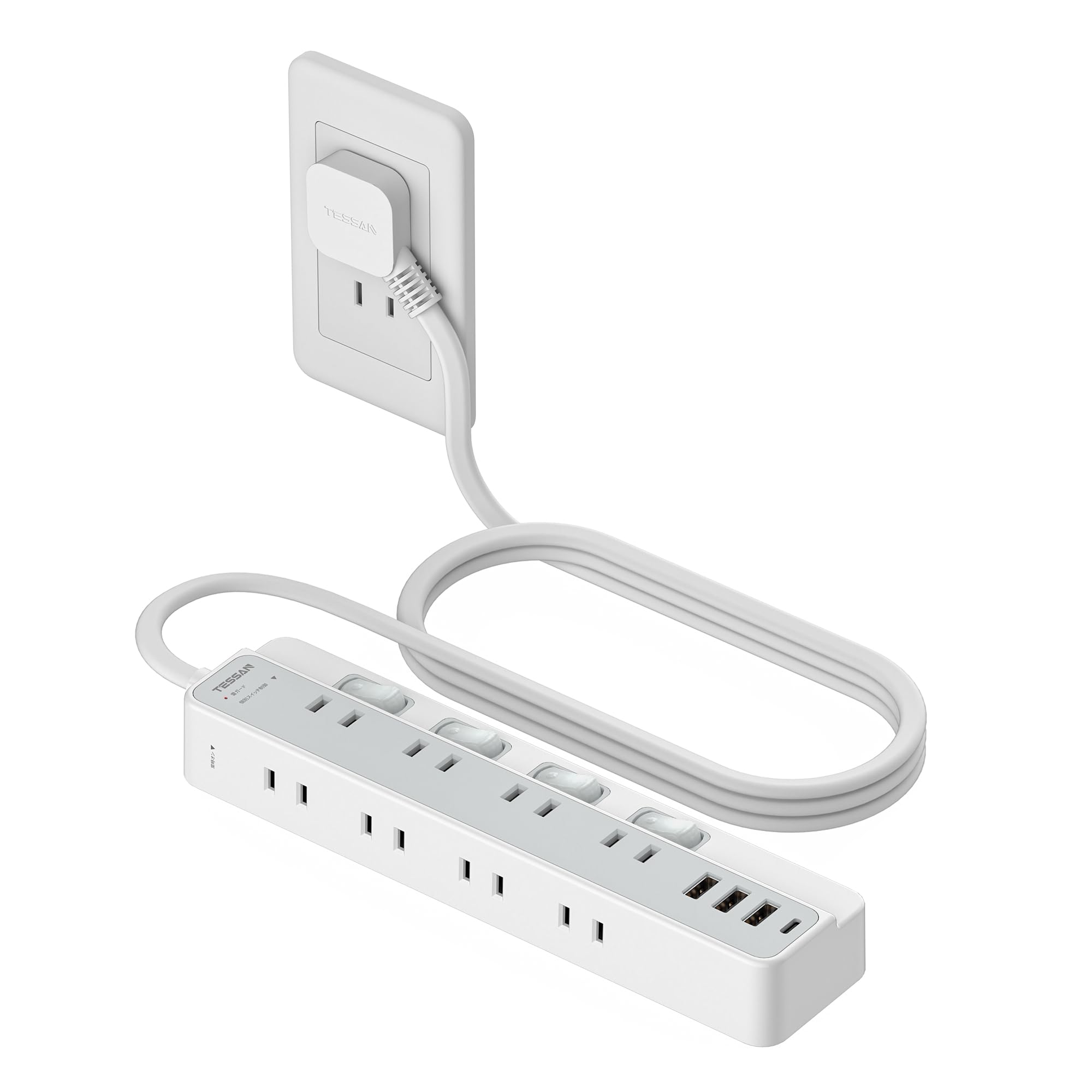 TESSAN Power Strip Extension Cord 2m Slim Plug Multi-Outlet with USB Port 8 AC Outlets (1 Type-C and 3 Type-A Ports) for Wide Spaces and Multiple Outl
TESSAN Power Strip Extension Cord 2m Slim Plug Multi-Outlet with USB Port 8 AC Outlets (1 Type-C and 3 Type-A Ports) for Wide Spaces and Multiple Outl