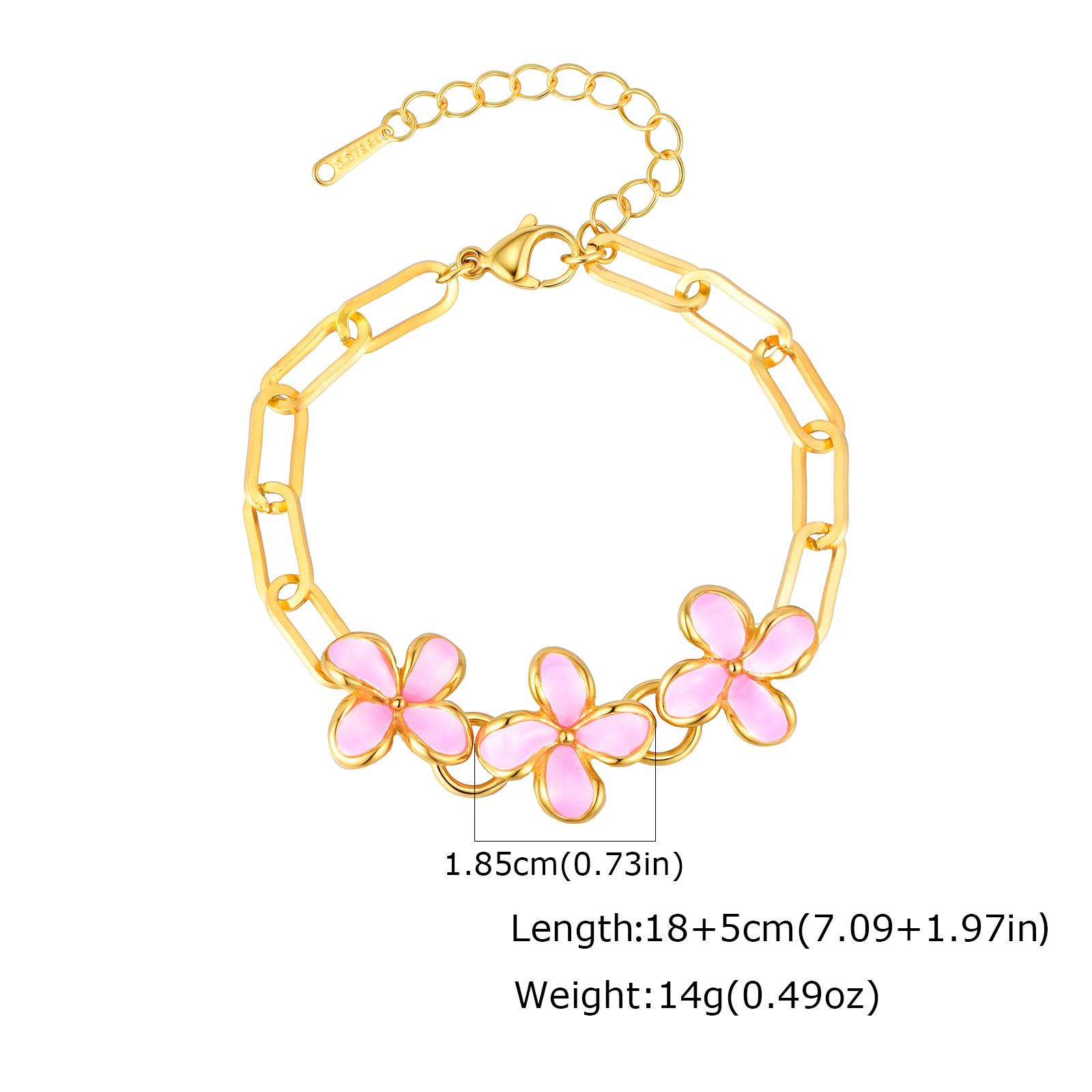 Pink Enamel Flower Bracelet for Women, Stainless Steel Paperclip Chain Bracelet, Waterproof Pulsera Floral Aesthetic Jewelry
Pink Enamel Flower Bracelet for Women, Stainless Steel Paperclip Chain Bracelet, Waterproof Pulsera Floral Aesthetic Jewelry