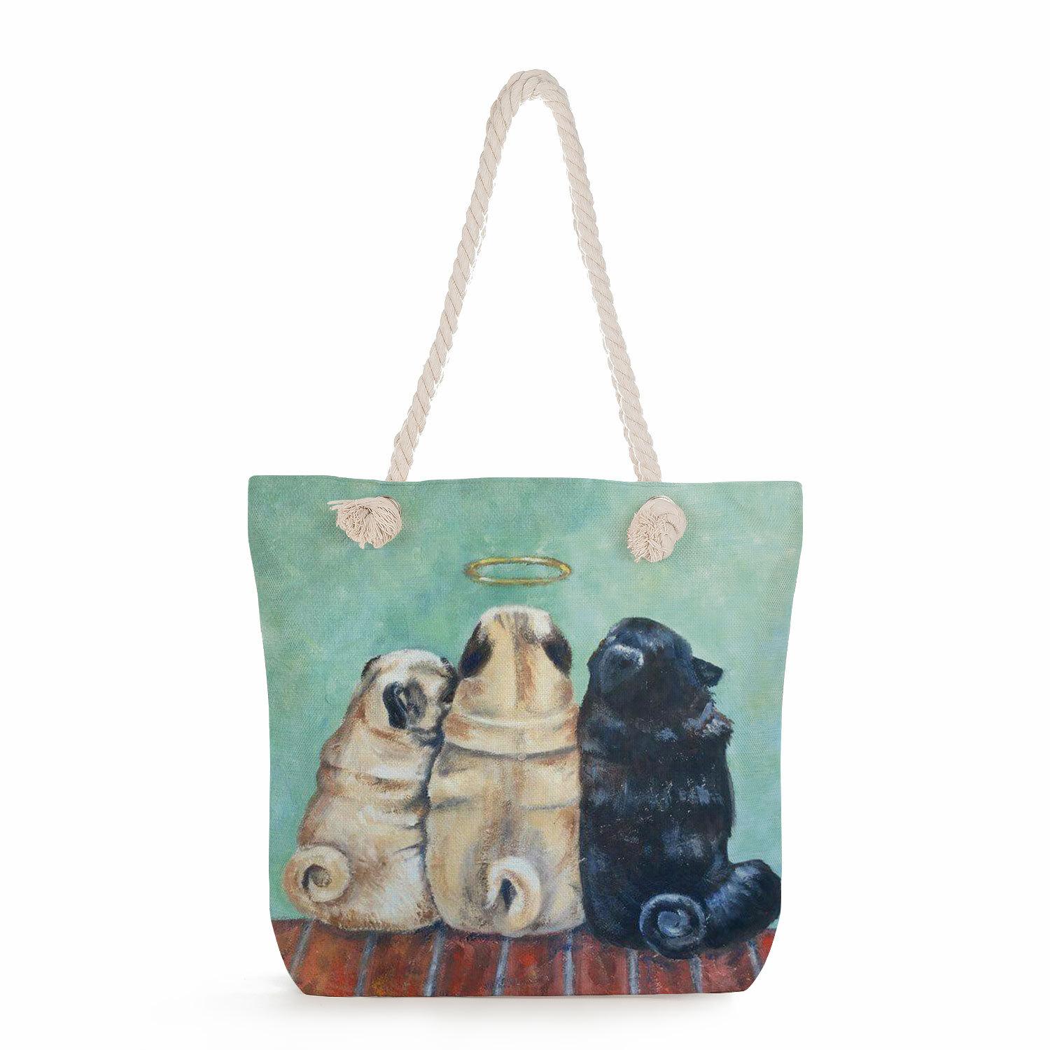 Pug print thick rope single-shoulder beach bag 7241 KTB
Pug print thick rope single-shoulder beach bag 7241 KTB
