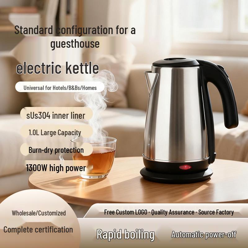 Stainless Steel Electric Kettle with Auto Power-Off & Overheat Protection for Home and Hotel Use US Standard
Stainless Steel Electric Kettle with Auto Power-Off & Overheat Protection for Home and Hotel Use US Standard