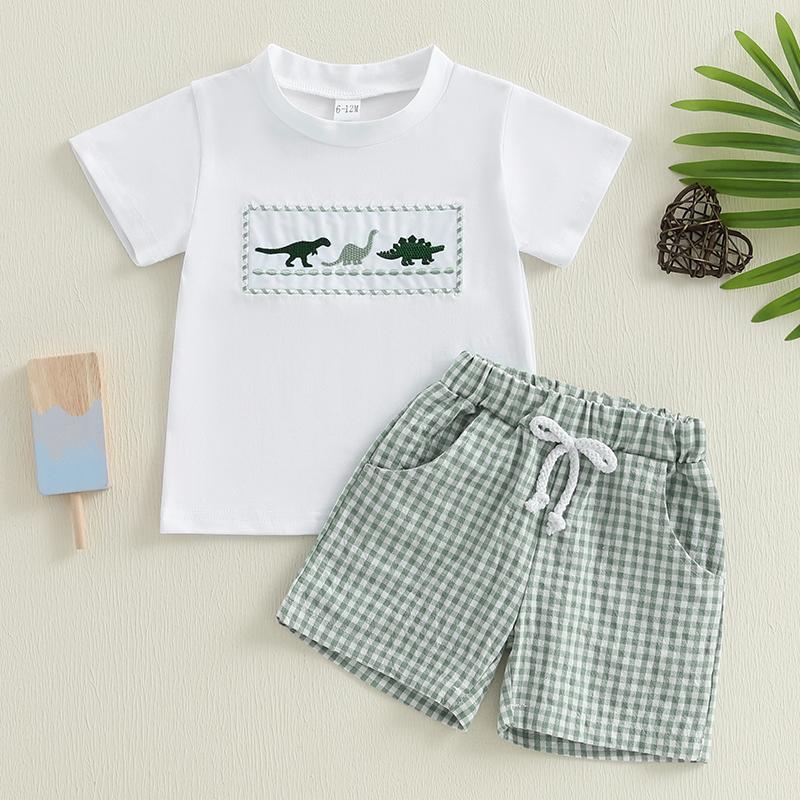 Toddler Baby Boy Summer Outfit Dinosaur Pattern Crew Neck Short Sleeve T-Shirt with Plaid Shorts 2 Pcs Kid Boys Clothes Set 2-3Y
Toddler Baby Boy Summer Outfit Dinosaur Pattern Crew Neck Short Sleeve T-Shirt with Plaid Shorts 2 Pcs Kid Boys Clothes Set 2-3Y
