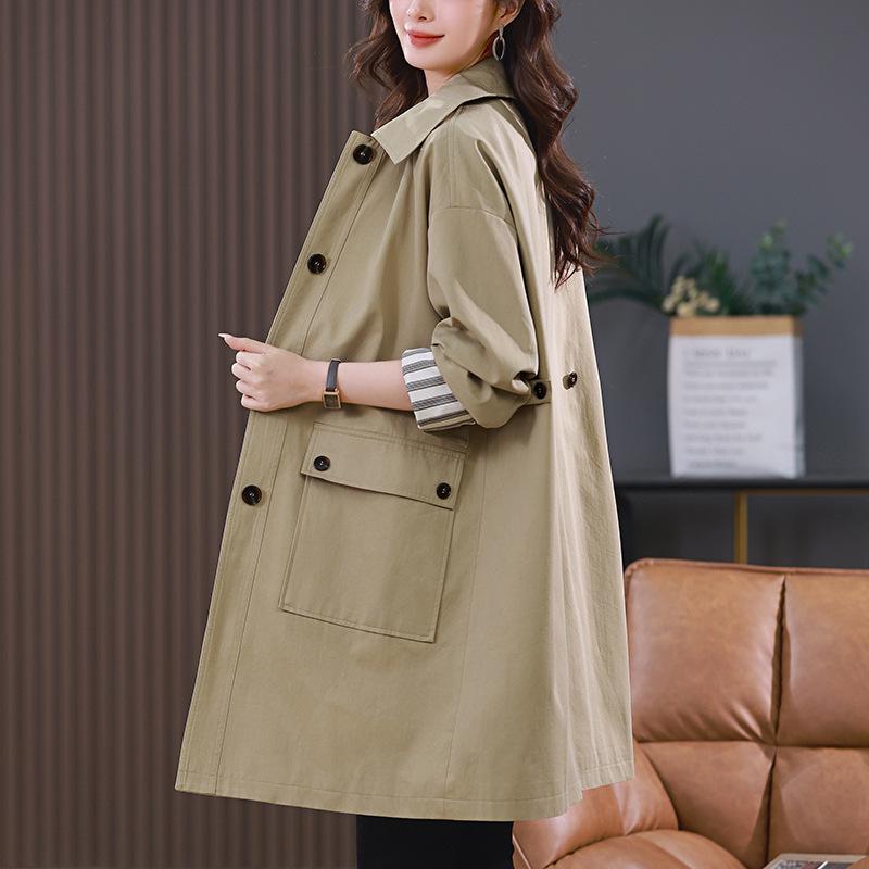 Mom s Mid-Length 2024 Spring/Autumn Cotton Trench Coat - Casual, Loose, Slimming Women s Workwear Jacket XL (recommended for 60-70 kg)
Mom s Mid-Length 2024 Spring/Autumn Cotton Trench Coat - Casual, Loose, Slimming Women s Workwear Jacket XL (recommended for 60-70 kg)