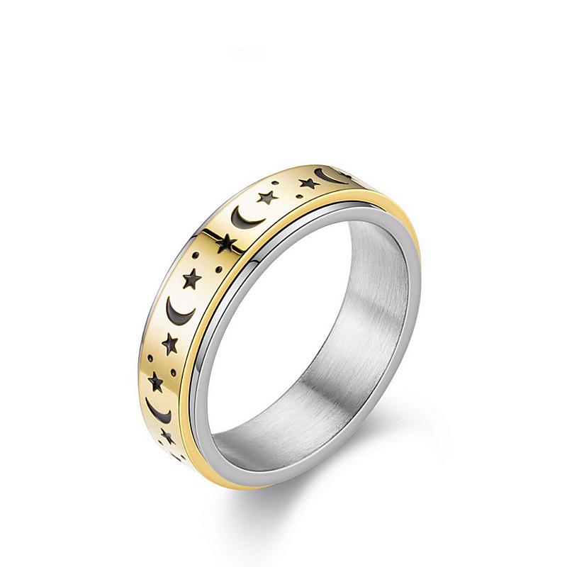 Титан Сталь Вращающееся Звезда и Луна Анти-Тревога Парное Кольцо Size 7
Титан Сталь Вращающееся Звезда и Луна Анти-Тревога Парное Кольцо Size 7