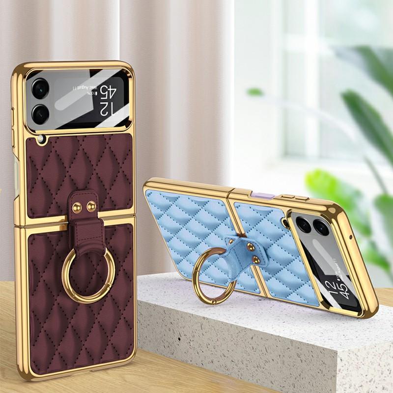 GKK For Samsung Galaxy Z Flip4 5G Ring Kickstand Case Rhombus Grid Pattern Imprinted PU Leather Coated PC Electroplating Cover with Small Screen Film Purple
GKK For Samsung Galaxy Z Flip4 5G Ring Kickstand Case Rhombus Grid Pattern Imprinted PU Leather Coated PC Electroplating Cover with Small Screen Film Purple