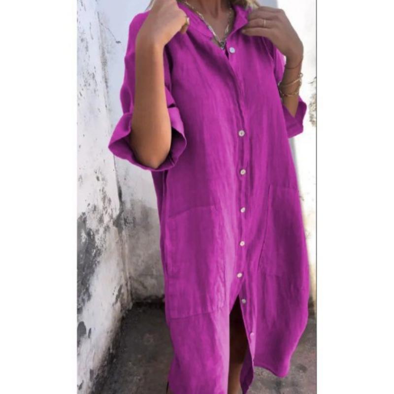 Women s Spring Summer Cotton Linen Shirt Dress Lapel Button Down Loose Half Sleeve Casual Midi Dress with Pockets for Daily Wear S фиолетовый
Women s Spring Summer Cotton Linen Shirt Dress Lapel Button Down Loose Half Sleeve Casual Midi Dress with Pockets for Daily Wear S фиолетовый