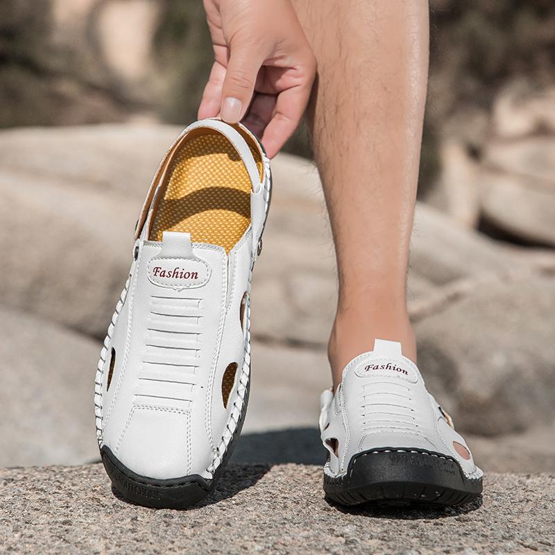 Men Hiking Sandals Black White Leather Outdoor Summer Brown Wide Palm Handmade Beach Shoes for Father Plus Size EU:48 білий
Men Hiking Sandals Black White Leather Outdoor Summer Brown Wide Palm Handmade Beach Shoes for Father Plus Size EU:48 білий