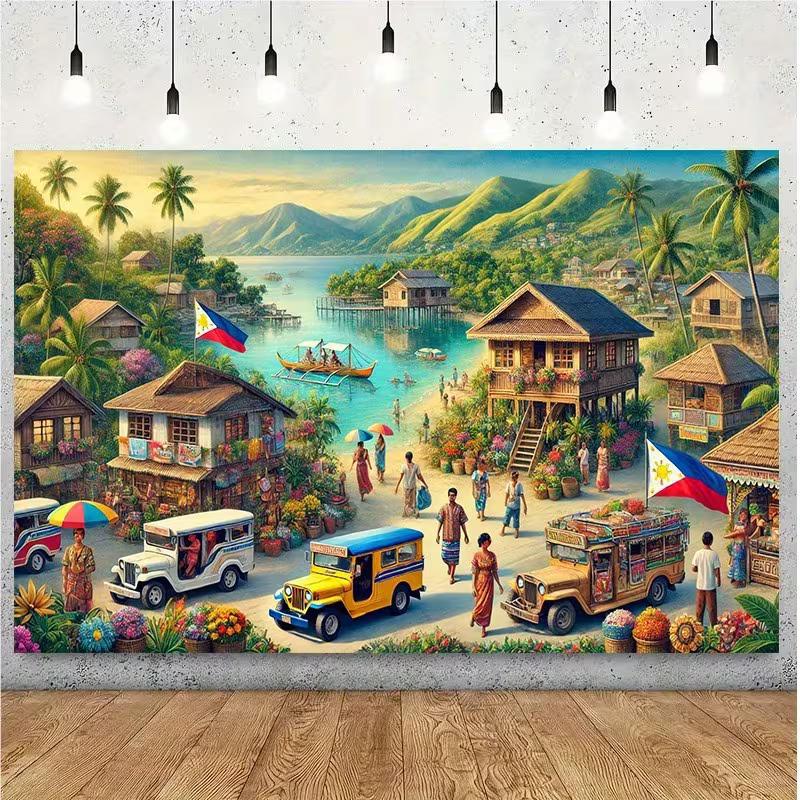 2D Tropical Philippines Backdrop, Coastal Town Photo Booth Prop 47.2x31.5inch/120*80cm
2D Tropical Philippines Backdrop, Coastal Town Photo Booth Prop 47.2x31.5inch/120*80cm