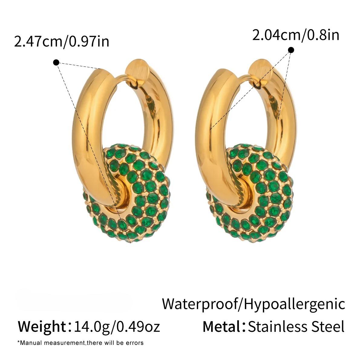 Minimalist 18K Gold Stainless Steel Hoop with Paved Crystal Charm Earrings Elegant Fashion Jewelry for Women Daily Wear
Minimalist 18K Gold Stainless Steel Hoop with Paved Crystal Charm Earrings Elegant Fashion Jewelry for Women Daily Wear