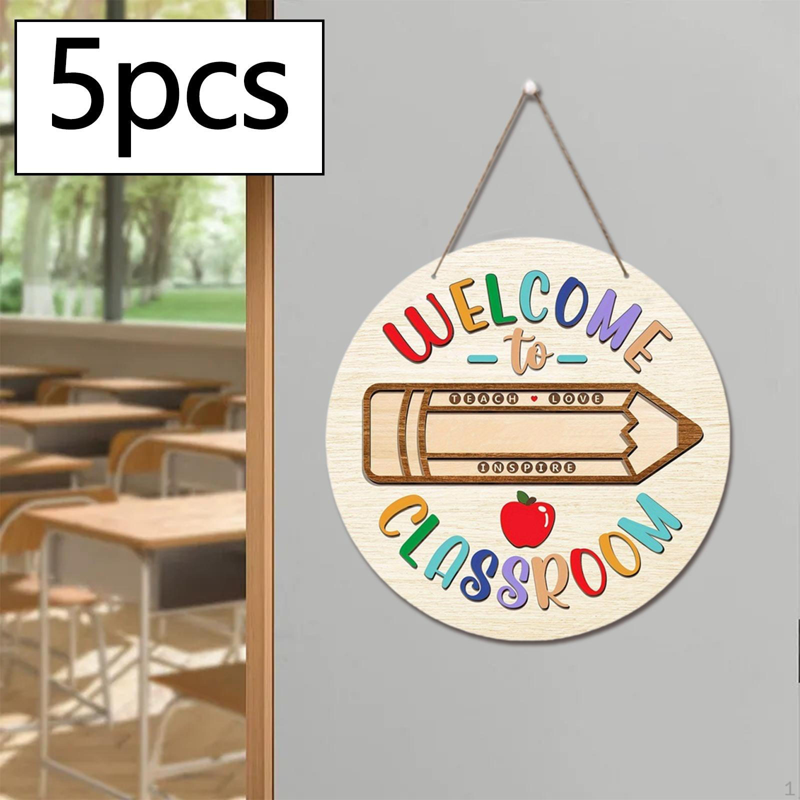 5Pcs Front Door Sign Welcome for Classroom Round Wooden Wreath, Back to School Wood Hanger
5Pcs Front Door Sign Welcome for Classroom Round Wooden Wreath, Back to School Wood Hanger